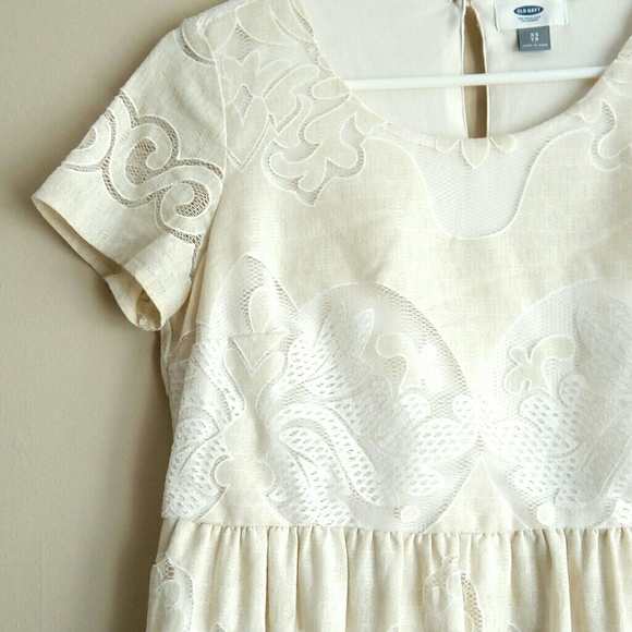 Old Navy Dresses & Skirts - 🔥O.N. Boxy Fit Brocade Lace Midi Dress - Ivory🔥
